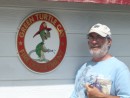 Brian in front of the Green Turtle Cay Fire Department "Shed"