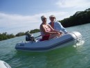 Lynn and Brian in the dinghy on Sister