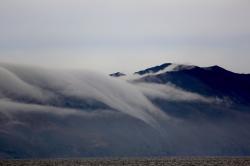 Fog rolling over the hills south of Magdelena Bay