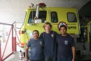 Brad with a couple of Firefighters and Pump 3 from Grande Prairie in Mazatlan