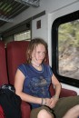 Katryn almost enjoying the train