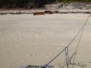 The pigs laid down and sleep guard over our dinghy as we explored No Name Cay. Abaco, Bahamas 2-22-12