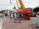 Launching the speedboats at the marina