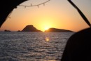 Sunrise as we leave Folegandros for Santorini