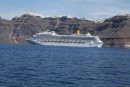One of the many cruise ships at Santorini