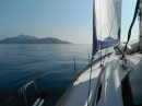 Approaching the Gulf of Patras on our way to Messalongi
