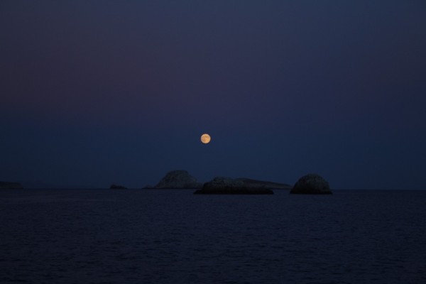 The moon from our anchorage on Folegandros Island