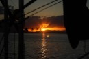 Sunrise as we leave Messalongi