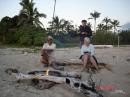 Camp fire on Nukupule: Best shell collecting beaches in the world.