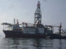 Drilling ship, saw lots of these the last night and day before Brazil