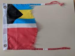 Our well travelled Bahamas courtesy flag