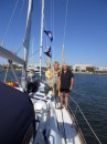 The captains with BYC and Seven Seas Cruising Association Burgees flying