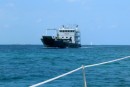 Freighter, on the way from Hope Town to Guana Cay