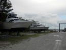 Motor yachts at the boat yard