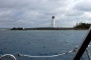 The lighthouse at the entrance of the Nassau Harbor