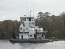 Tug with the pipe removing/new pipe laying operation in the river today.