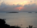 sunset over Sugar Loaf Cay where we first anchored