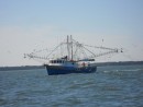 Shrimper with nets deployed