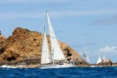 Sailing very close to the rocks in the Oyster Regatta race #4