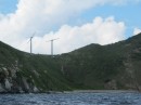 The wind turbines from the water