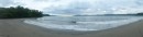 Panoramic shot of Playa Iguanita, where Carolyn learned to surf. A crocodile lives in the estuary at this beach.