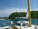 One of the many beautiful bays to enjoy from the boat. This one is near Huatulco, Mexico.