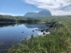 Suilven view: Gorgeous pond  and warm enough for some proper wild swimming