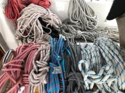 Sheets and halyards: All the ropes we took off and cleaned in the autumn, now need to go back on...just hope we labelled them well