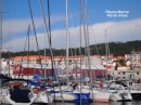 Ribeira Marina, Ria de Arosa
This is a small state run local marina mainly catering to small leisure fishing boats. There is one pontoon of locally resident yachts but they do hold Sunday regattas (races) in the summer season when many visiting yachts come for the sport!  There is only one pontoon which forms the boundary of the marina for visiting yachts.  Mooring is stern or bows to.  This was our first experience of picking up a lazy line.  The pontoon is not recommended (by the marinero) in high winds and bad weather.