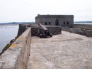 The cannon pointing out to sea over the entrance to A Coruna on St. Anton