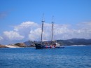 The tallship bringing tourists for the day  to the Islas Cies