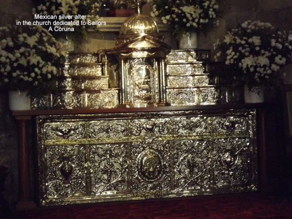 The Mexican silver alter in the church dedicated to Sailors in A Coruna