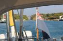 Exiting the Corinth Canal at the eastern end