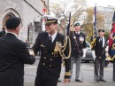 Lt. Commander Alan Brechbill, the US Embassy Deputy Naval Attache at the ceremony meeting and greeting outside the Civic Hall in Plymouth for Thanksgiving Day.  He and his family came from London especially for the celebrations and represented US Senator Murray