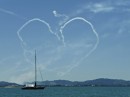 Heart sky writing done by two military jets. With friends like that .....