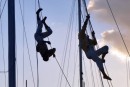 A fellow cruising boat, ex Cirque du Soleil performers putting on a performance to supplement their "cruising kitty".