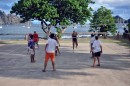 Playing volleyball with the locals