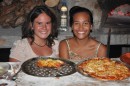 Kassy and Kahia our two favorite teenagers on South Fakarava made Lisa a heart shaped pizza.