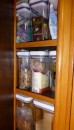 smaller "upper pantry" with neat OXO containers. Note Dave