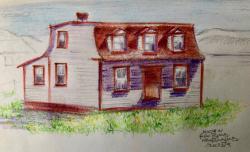 House in Fogo Island.: Cheap paper, color pencils.