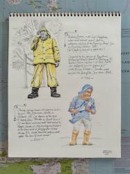 Two iconic fishermen statues from Maine: a drawing I