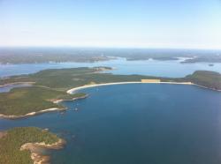 Aerial picture of Roque Island, ME: taken many years ago, when the Cap