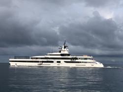 First sightings of mega-yachts around Anguilla: ...this one has a mini-soccer field forward on deck...