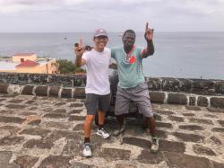 David and Paul "God bless us": Our knowledgeable guide at Fort George, in Grenada. A very interesting fort, with a bit of a grim story (see other pictures)