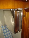 50 litre fuel tank mounted in forward wardrobe. Should be sufficent to run the heater 24hrs a day for two weeks.