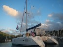 Purrrfect moored in Marigot Bay St Lucia 