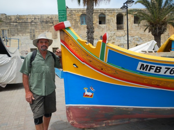 Colorful local fishing boat in south Malta