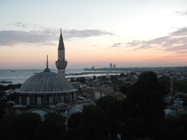 Sunset over Istanbul from our rooftop terrace 