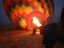 Balloon getting filled with hot air
