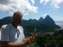Paul with Piton beer and Piton mountains in background 